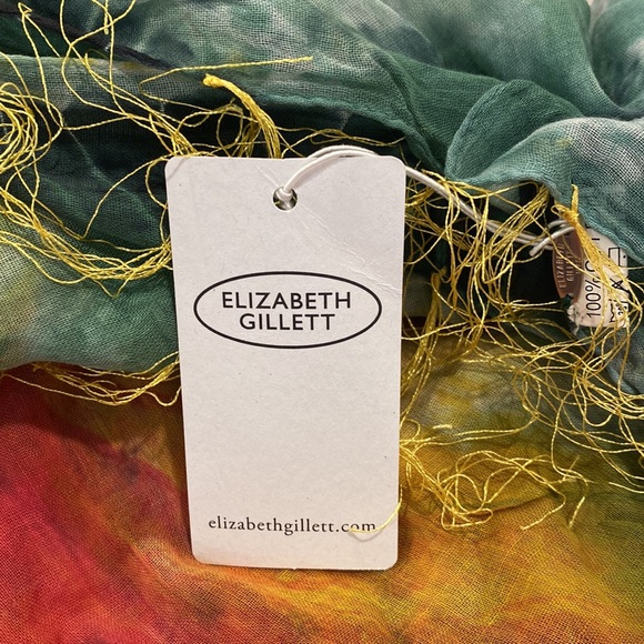 Elizabeth Gillett Riley Cotton Multi Colored Scarf with Yellow Tassels - Picture 12 of 13